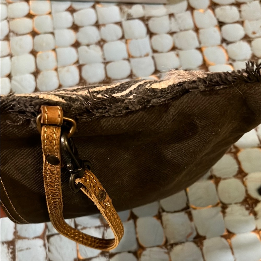 Myra bag Bohemian Brown and Cream Geometric Clutch - Picture 6 of 9